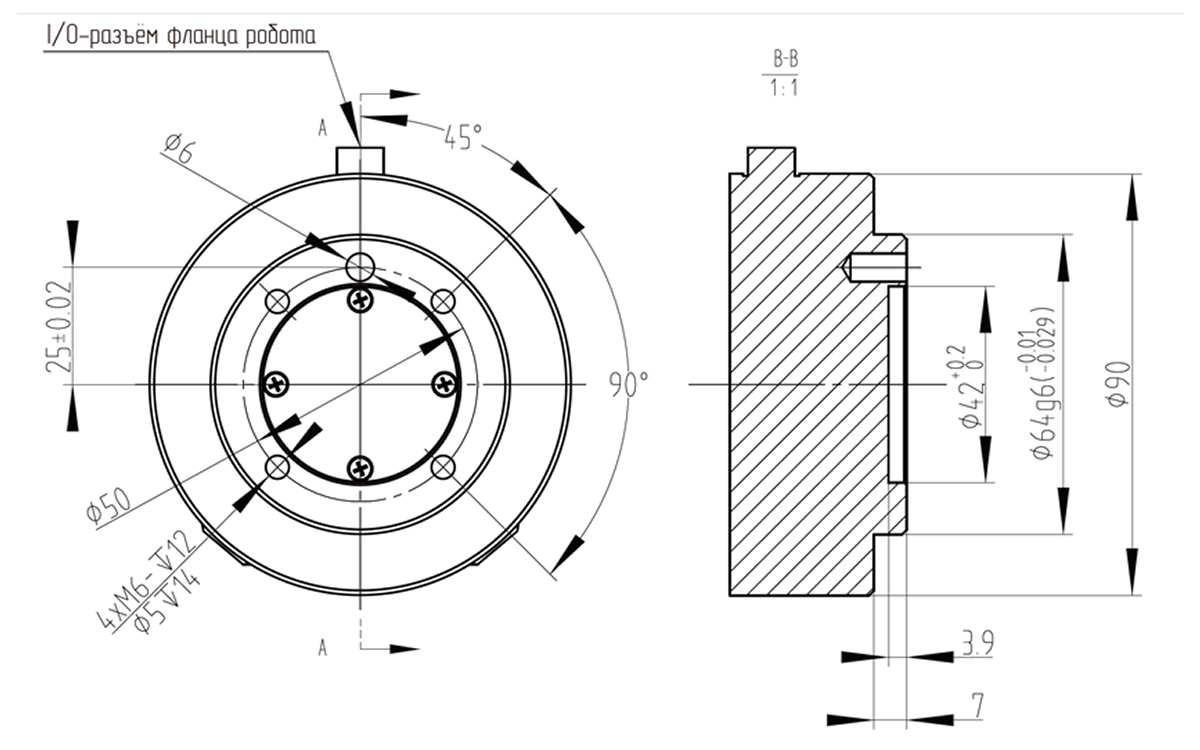Чертеж фланца RC13-10