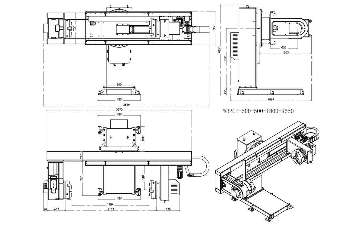 Габаритные размеры WB2CH-500_1000