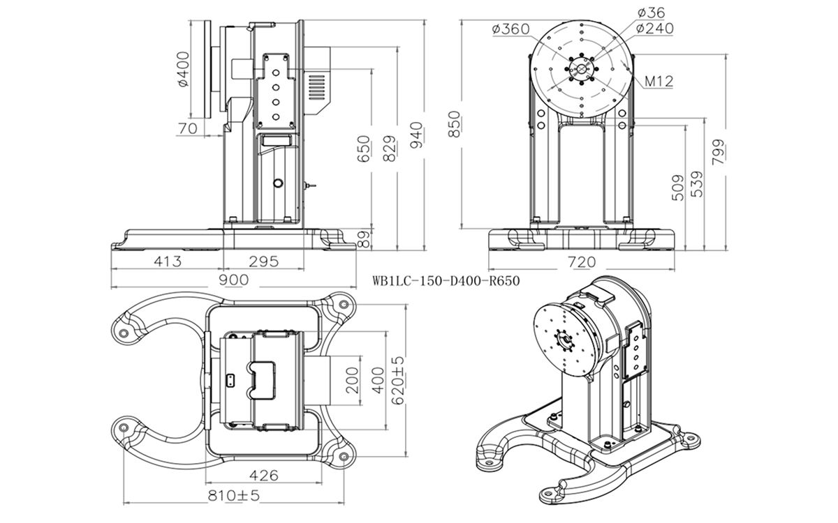 Габаритные размеры WB1LC-150-250