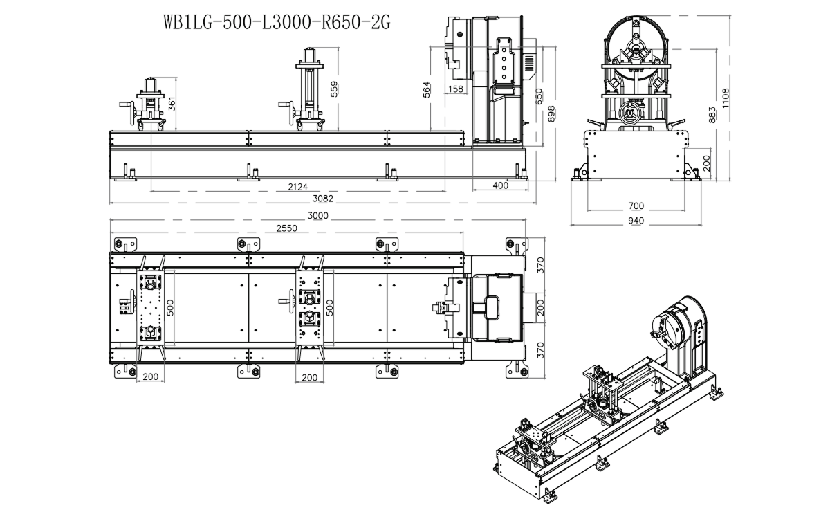 Габаритные размеры WB1LG-500_1000_2000
